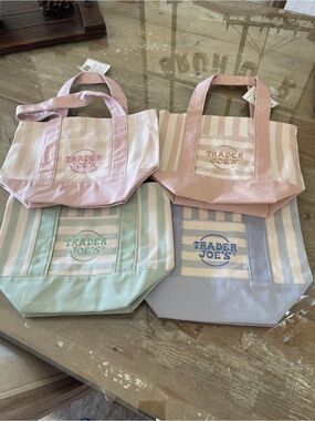Pastel Stripe Tote Bag - Pink, Tan, Blue & Green